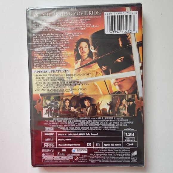 The Legend Of Zorro Widescreen Special Edition DVD With Antonio Banderas & Cathe - Picture 3 of 6